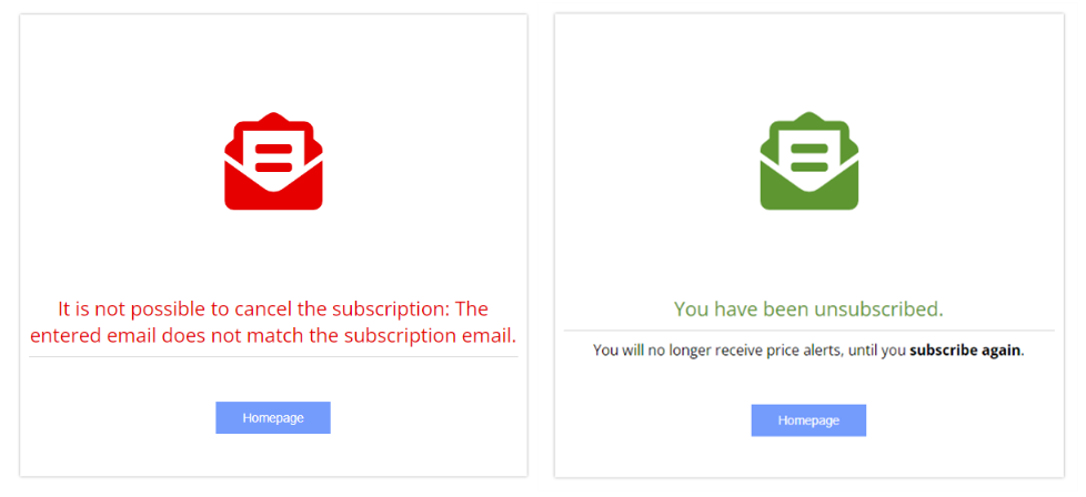 Validation when unsubscribing