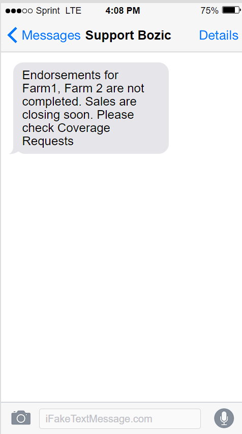 sms notification